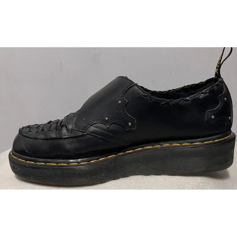 Dr. Martens Mens Ramsey Quad Monk Black Leather Woven Platform Shoes Sz 13